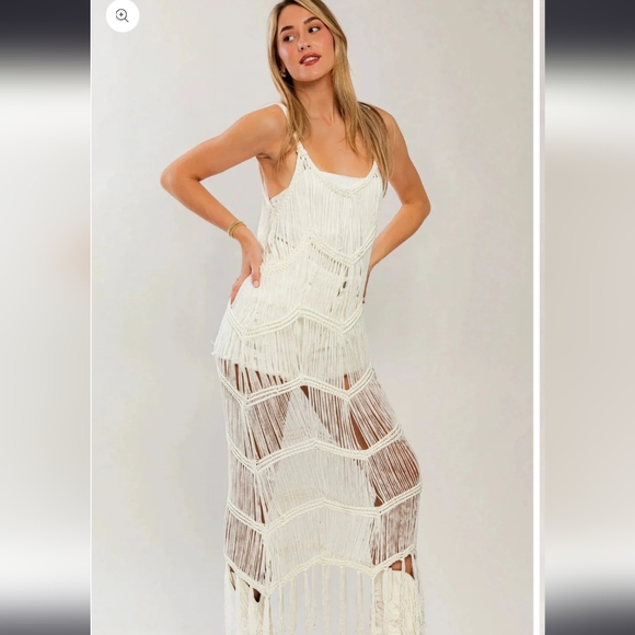 Boho Fringe Western Maxi Dress | Beach Cover Up - Picture 4 of 5